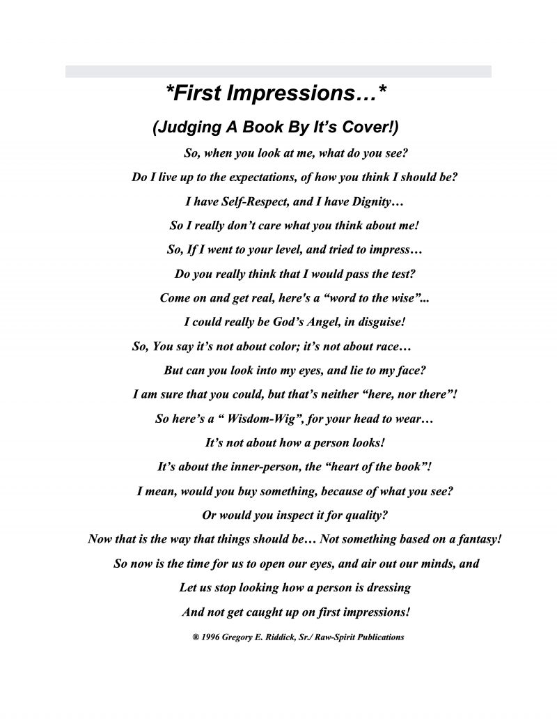 First Impressions - Gregory Riddick